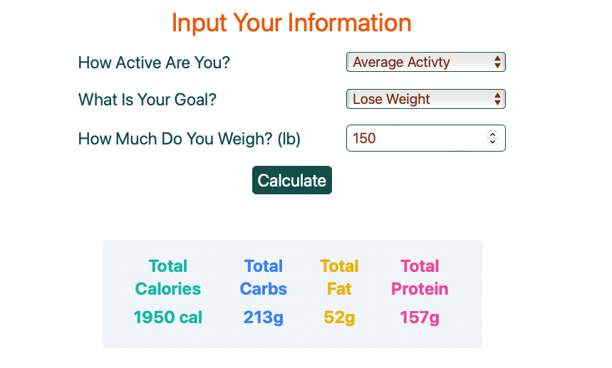 Python fitness calculator